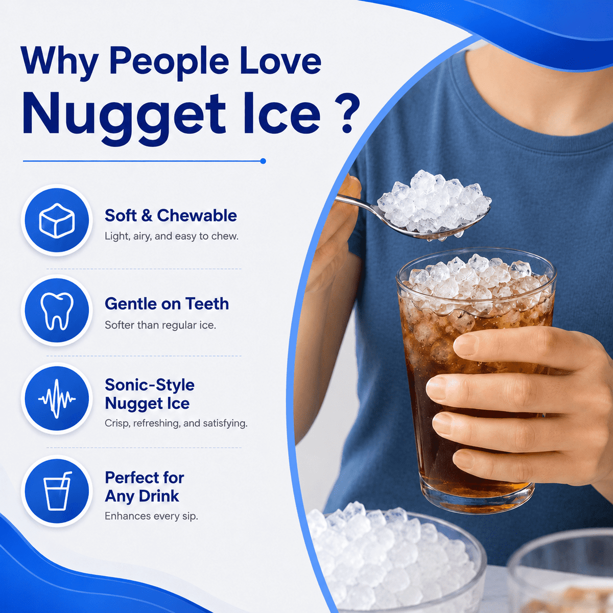 Nugget Ice Maker Countertop 38lbs/Day, Soft Chewable Pebble Ice Ready in 6 Mins, Compact Self-Cleaning Portable Ice Machine, Quiet 42dB, Stainless Steel with LED for Home Kitchen Office RV