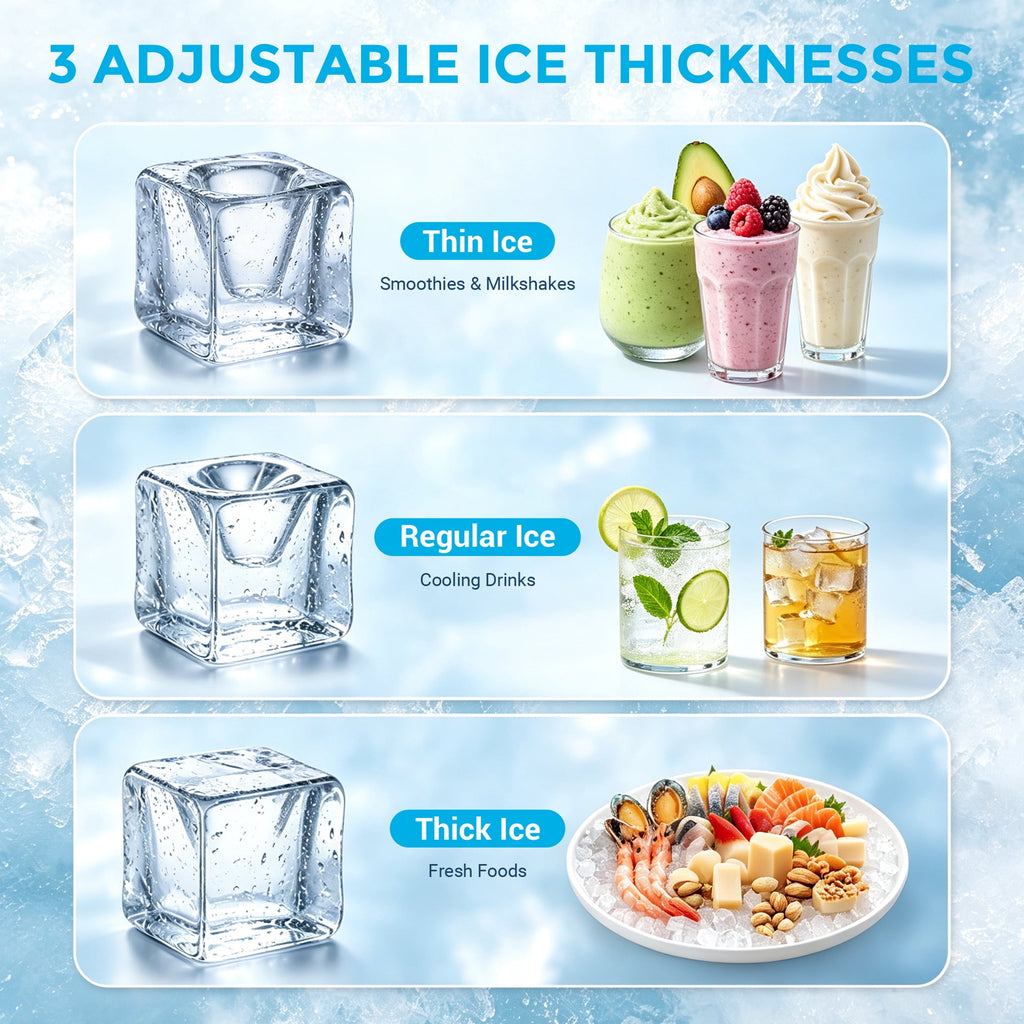 Snowyermine Residential/Commercial Ice Maker, 100 lbs/24H, 33 lb Storage Bin,Built-In or Freestanding Under Counter Ice Machine, Self-Cleaning for Restaurant, Bar, Cafe & Home, Silver