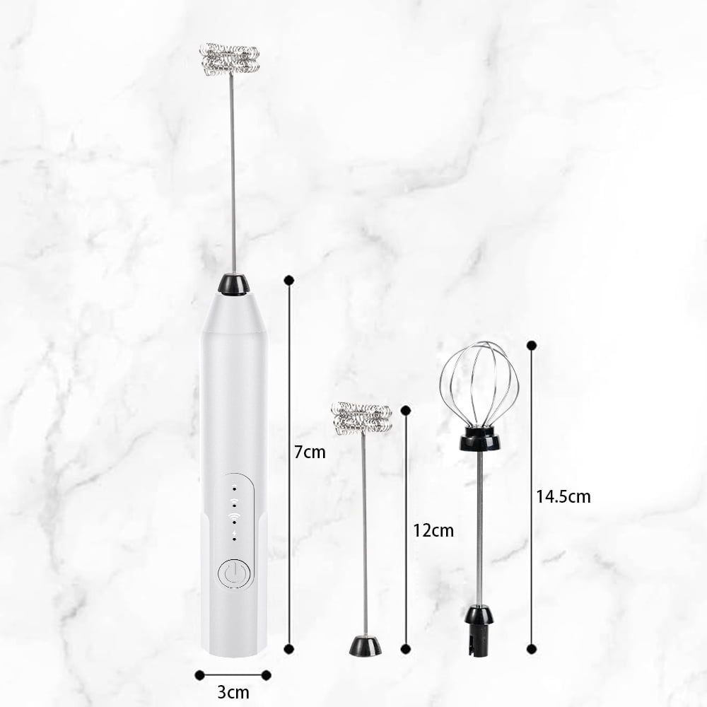Milk Frother Wand Drink Mixer - Handheld Milk Frother Electric Whisk - Easy-Clean Stainless Steel Frother Wand & Mini Blender - Electric Coffee Frother for Milk Coffee Lattes