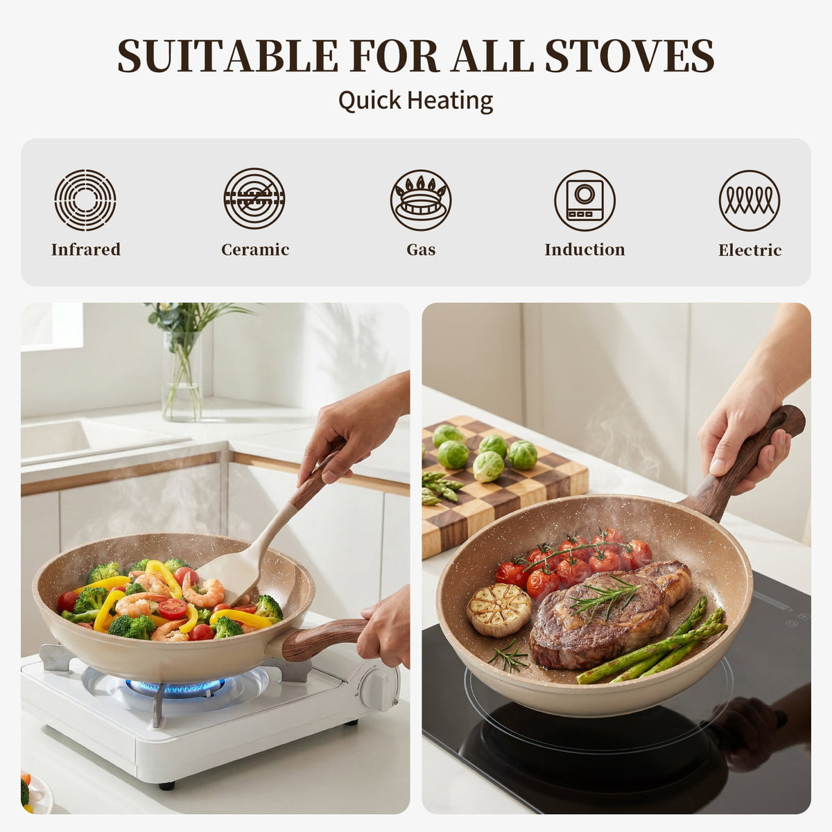 Innerwell 8-Inch Nonstick Granitic Frying Pan with Ergonomic Bakelite Handle