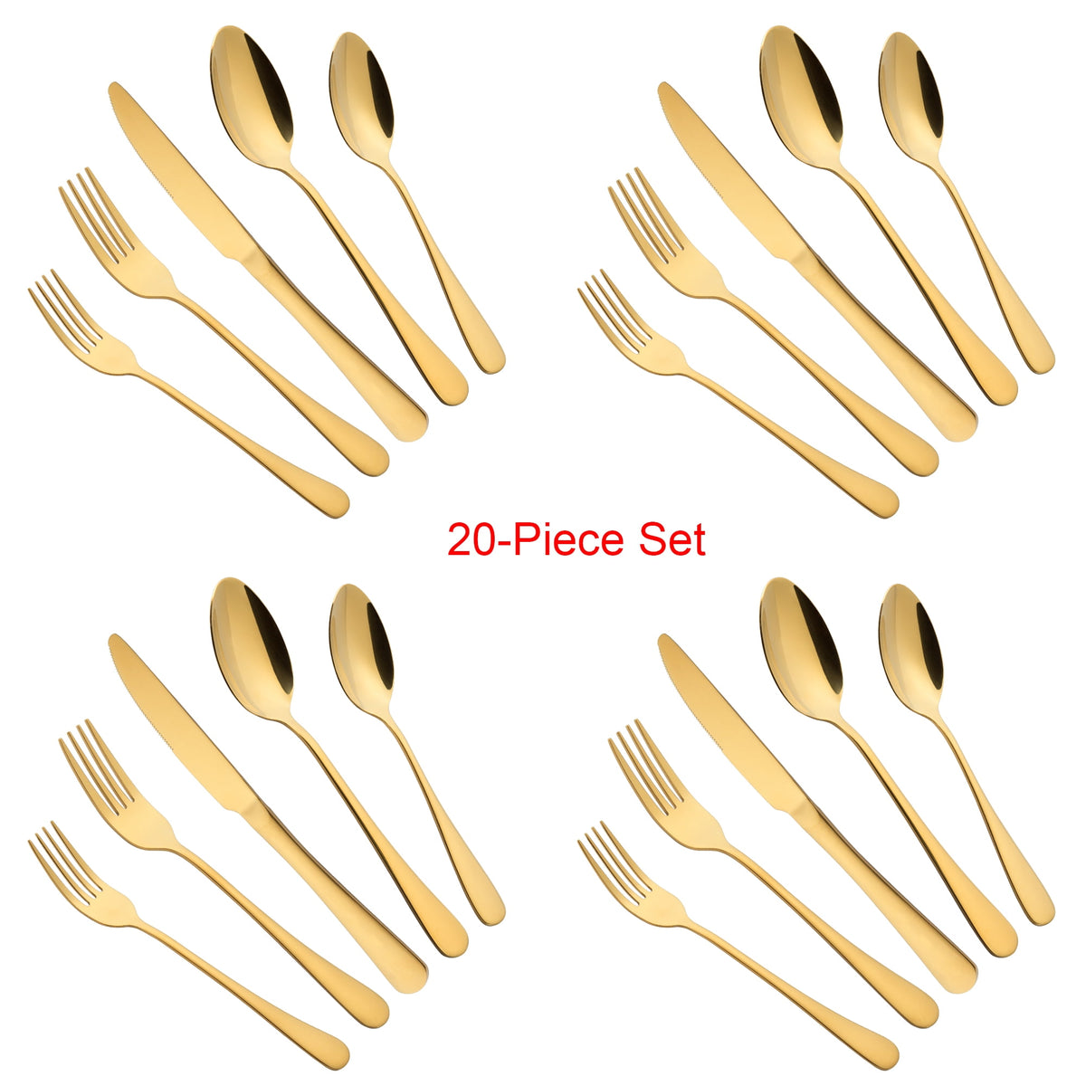 20 Piece Silverware Set, ENLOY Stainless Steel Solid Flatware Cutlery for 4, Modern & Elegant Design, High Quality Gift