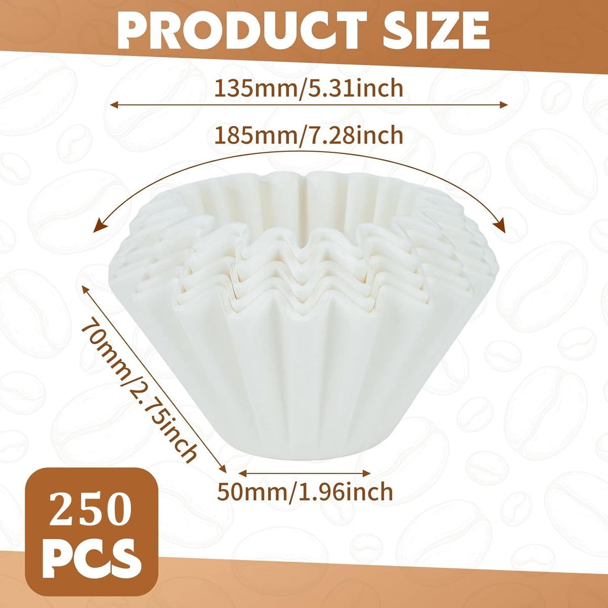 DTFMZOV 5 Cup Basket Coffee Filter, 250 Count Coffee Filters for 5 Cup Coffee Maker, Disposable Paper Coffee Filters for Mini Brew, White