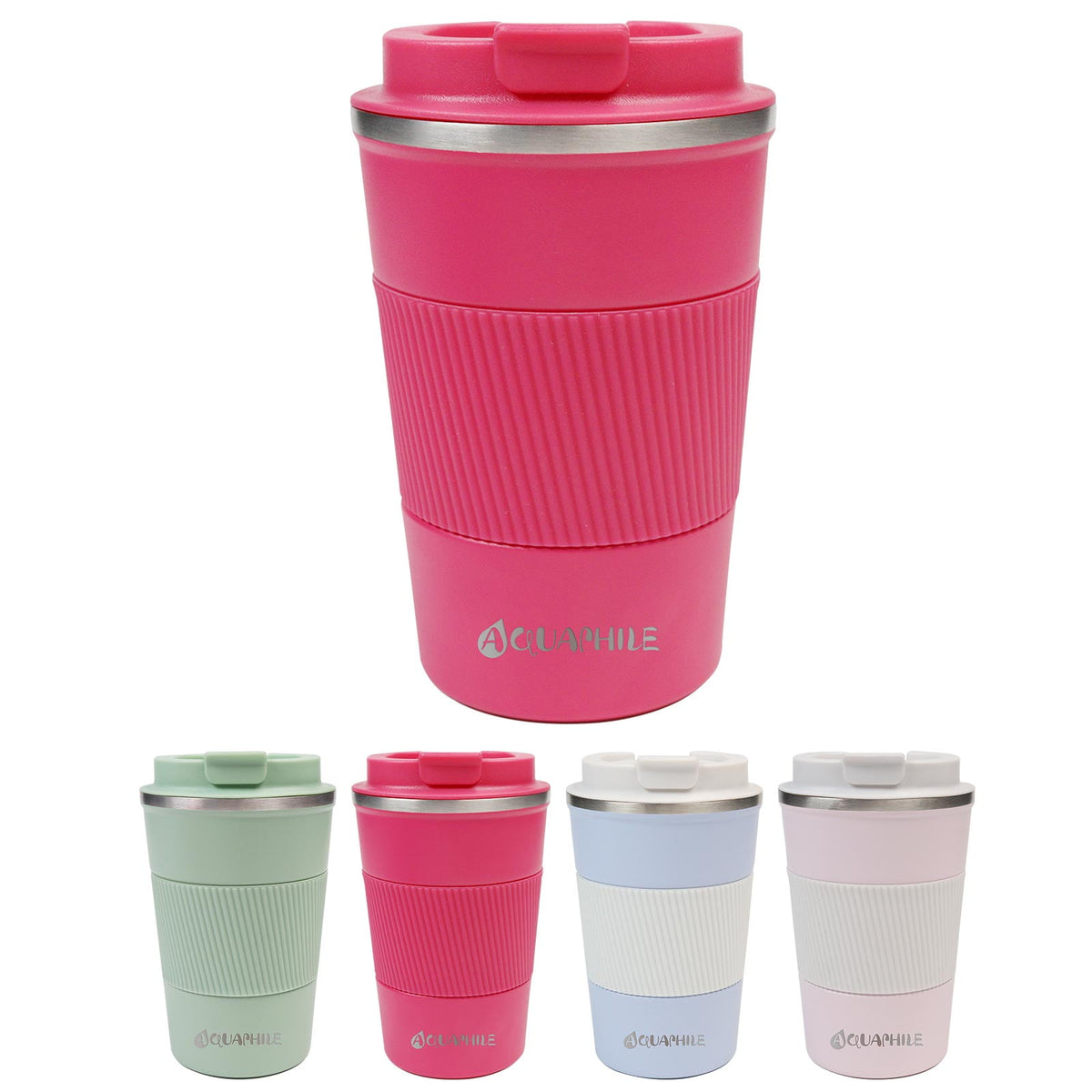 Aquaphile Vacuum Insulated Coffee Travel Mug - Double Walled Reusable Tumbler Cups Light Blue 17 Fluid Ounces
