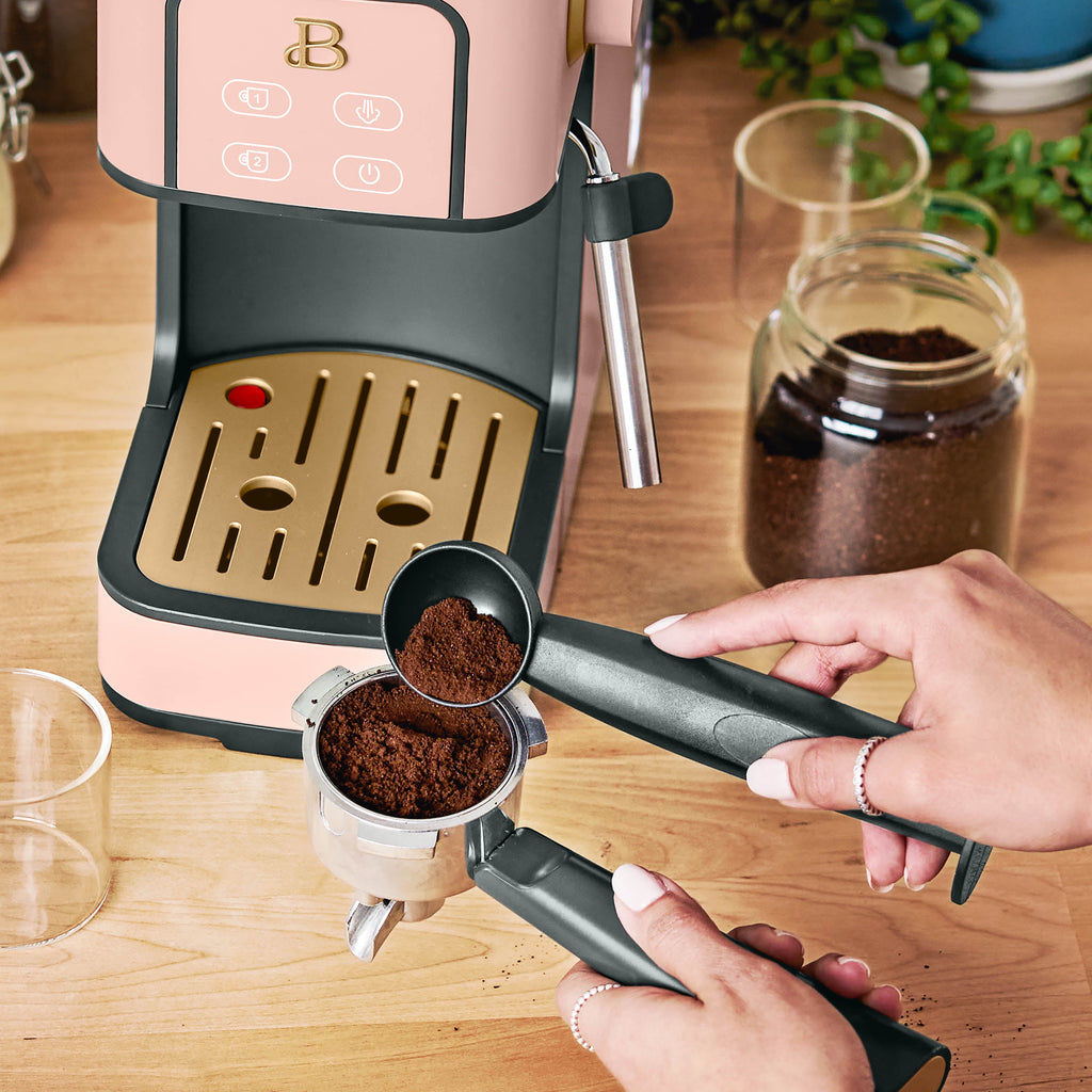 Beautiful by Drew Barrymore Slim Espresso Machine, 20-Bar Pressure, Black Sesame