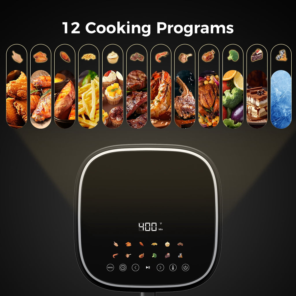 DAIVOS 5QT Air Fryer with Viewing Window, 12 Cooking Presets, 1500W Fast , Even Cooking