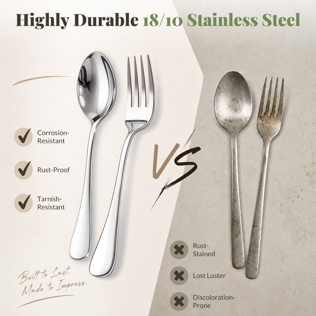 Astercook 24-Piece Dinner Spoon Set, 6.8'' Premium Food-Grade Stainless Steel Tablespoons Silverware, Mirror Polished & Dishwasher Safe Teaspoons, Heavy Duty Flatware for Kitchen, Restaurant & Party