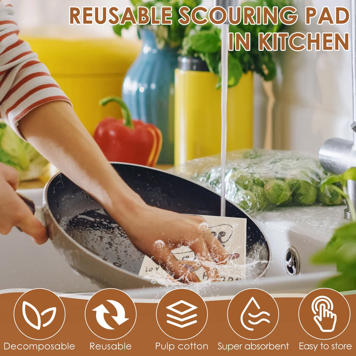 10 Pcs Swedish Dishcloths Reusable Kitchen Dish Towels Absorbent Dishcloths Washable Cellulose Sponge Cloths Quick Drying Cleaning Cloths Soft Kitchen Dish Cloth, 7.7 x 6.7in