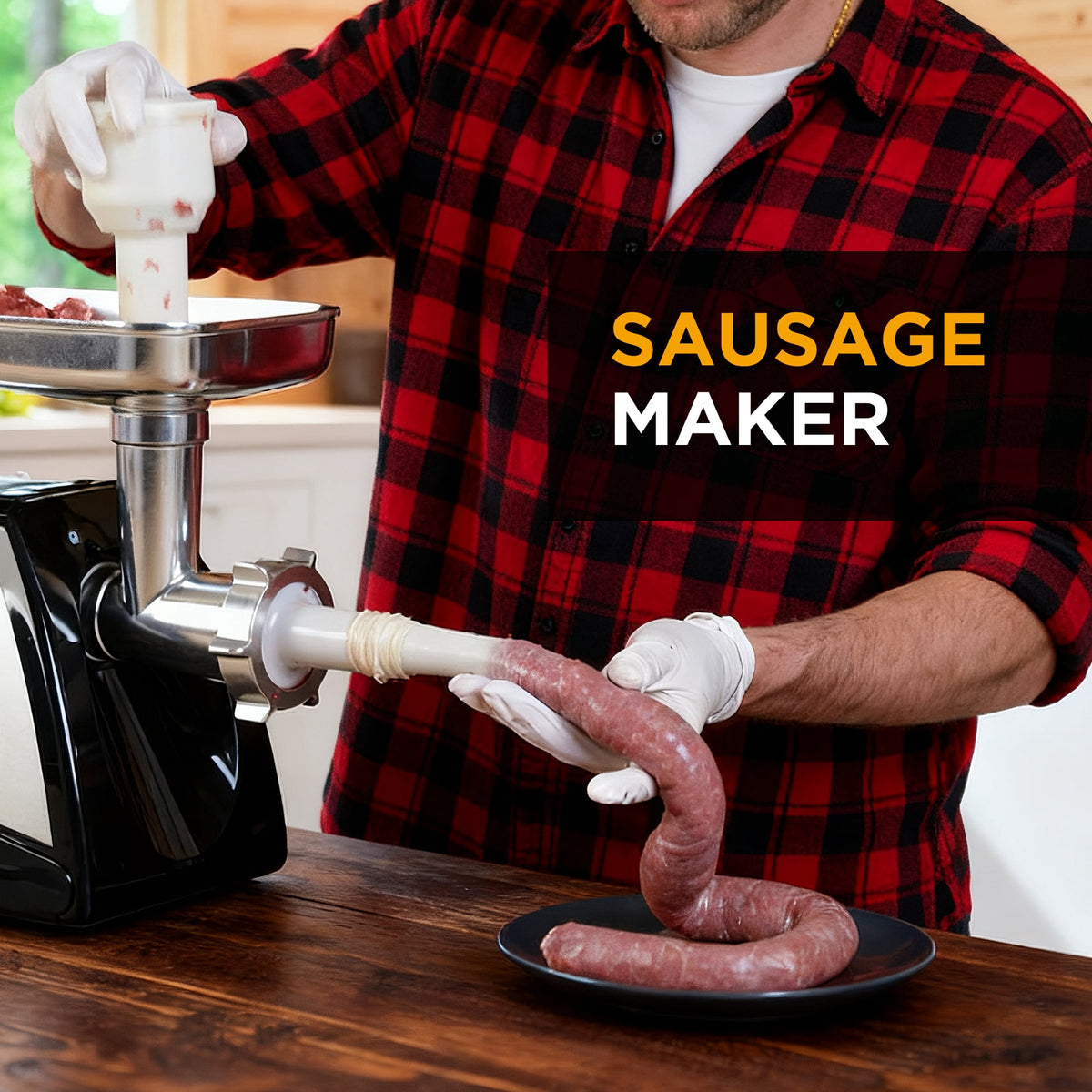 Valley Sportsman #8 Stainless Steel Meat Grinder, Powerful 575-Watt Motor Sausage Meat Grinder with Grinder Knife, Ideal for Regular Use, Sausage Making, Silver