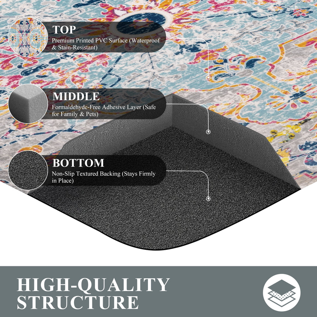 MeyJey 4/5 Inch Thick Anti Fatigue Kitchen Rug 20”x39”, Non Slip Waterproof Floor Mats for Kitchen Sink Laundry Office, Black/Gray
