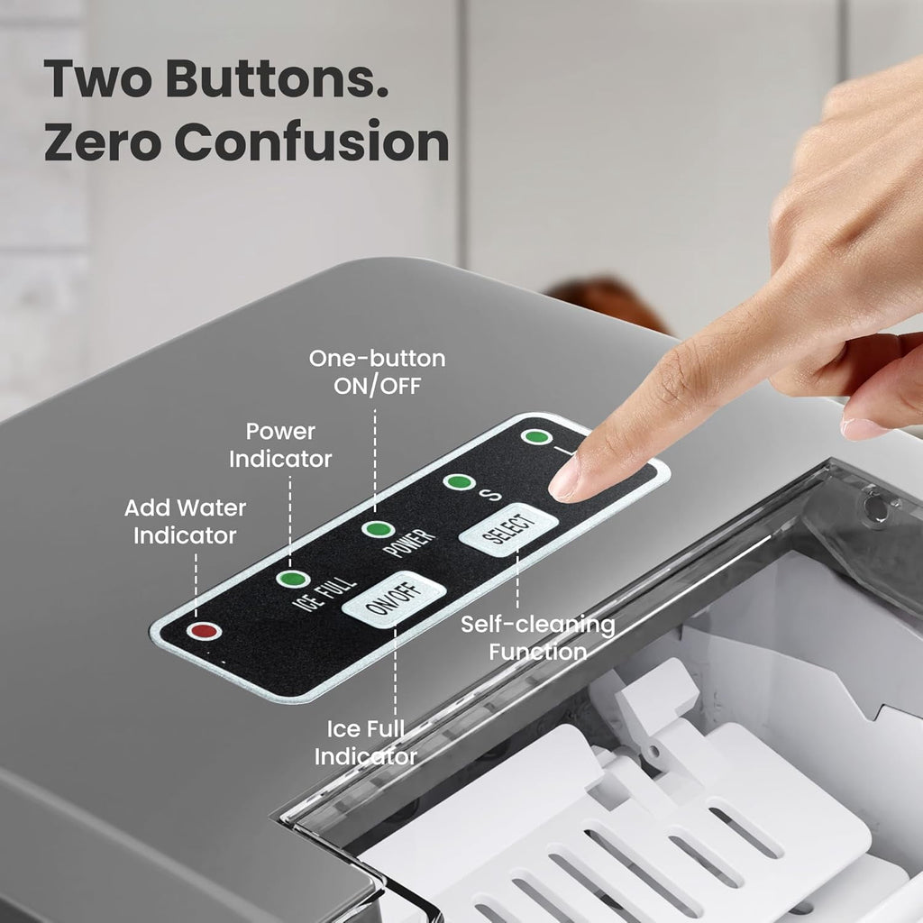 Havato Countertop Ice Maker, 8 Bullet Ice Cubes in 6 Mins, 26lbs/24H, w/ Scoop & Basket, White