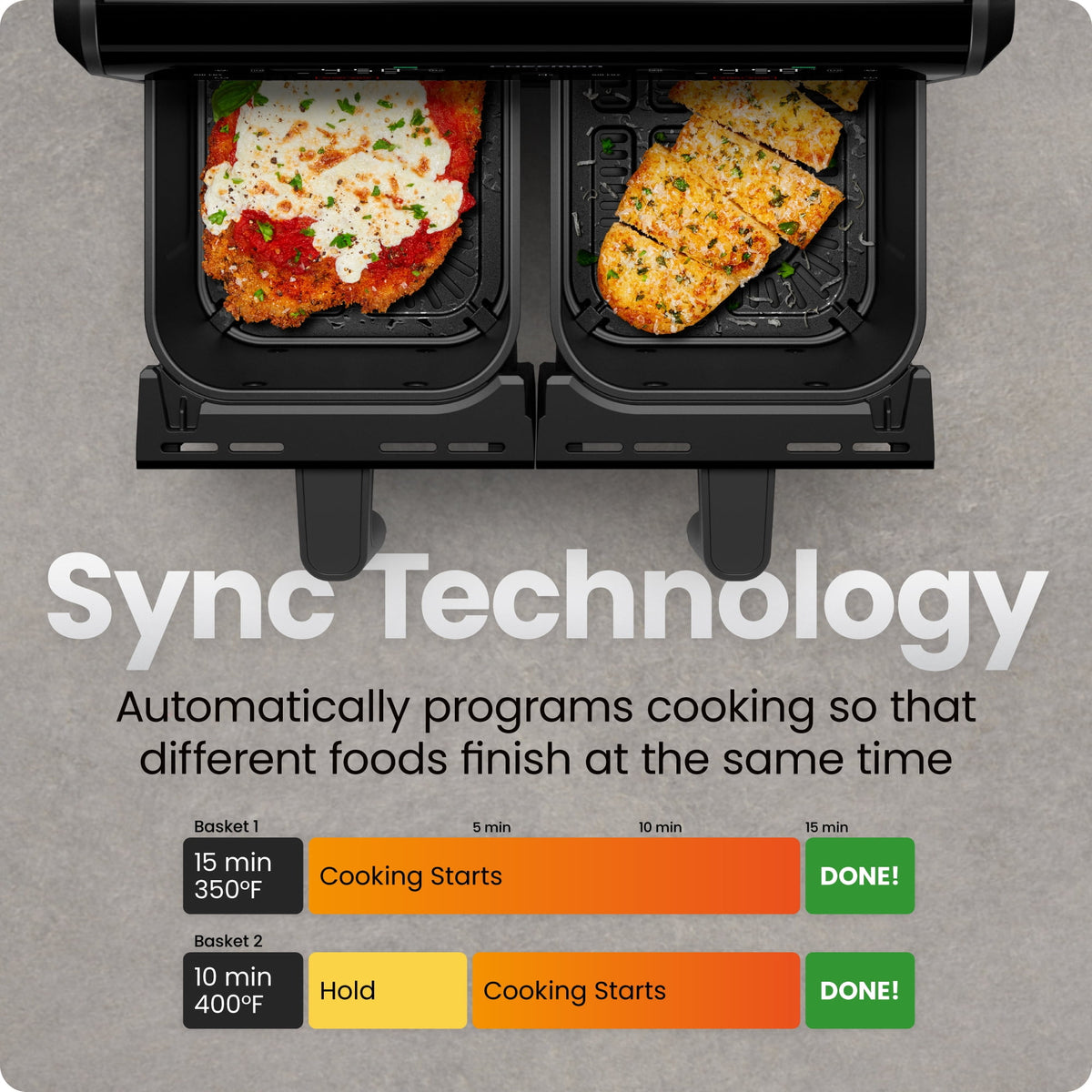 Chefman 9-Quart TurboFry Dual Basket Easy-View Air Fryer, 450°F Max Temp - Black