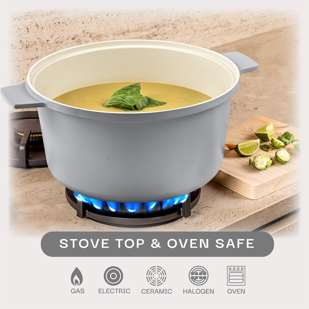 Gotham Steel Ceramic Hammered 5 Qt Lightweight Dutch Oven Pot with Lid & Holders, Oven Safe & Even Heat Retaining Dutch Oven for Bread Baking Sourdough, Soup, 70% Lighter than Cast Iron, Navy