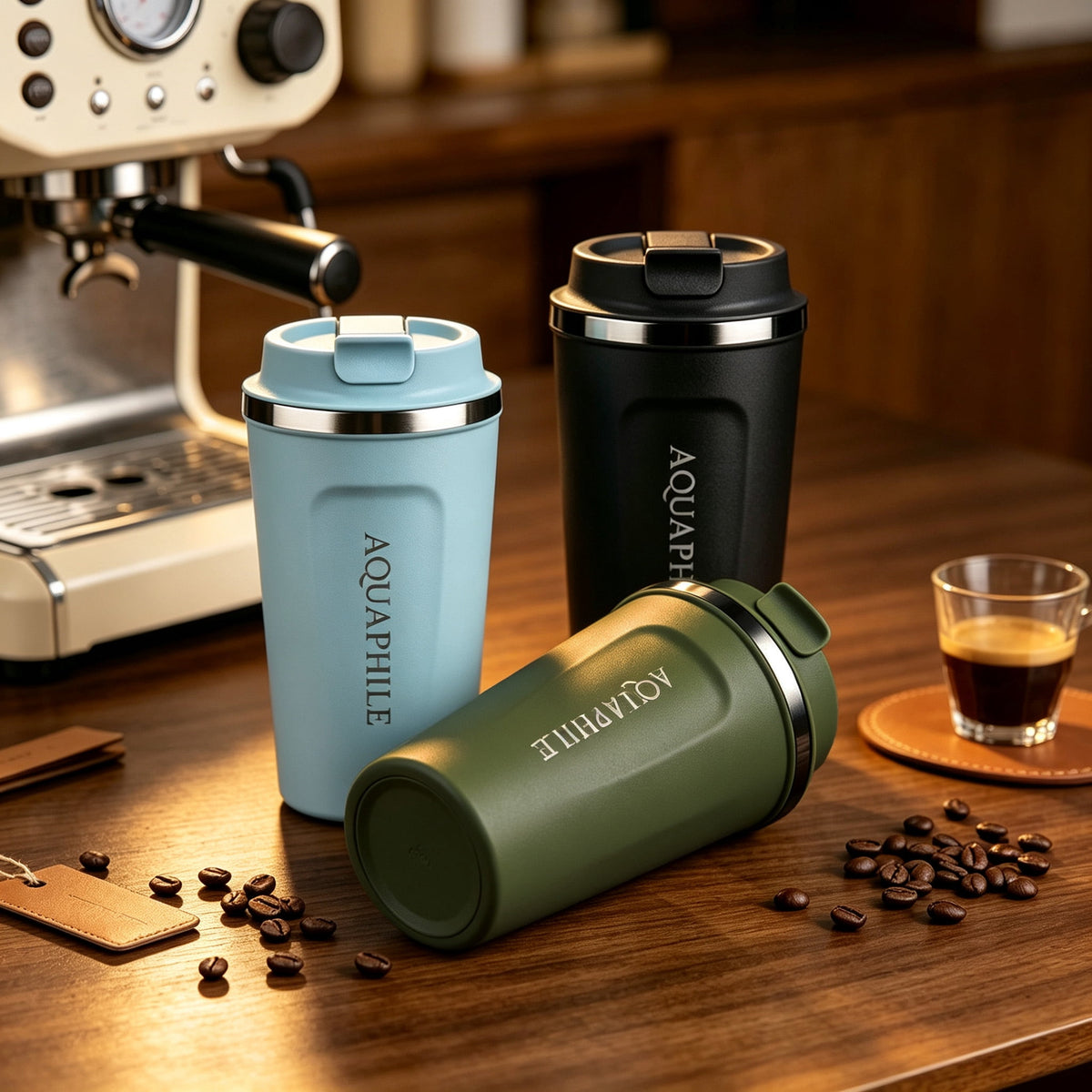 Aquaphile 17oz Coffee Mug to Go Stainless Steel Thermos Double Wall Insulated Coffee Cup Reusable Travel Mug with Leak proof Lid, White