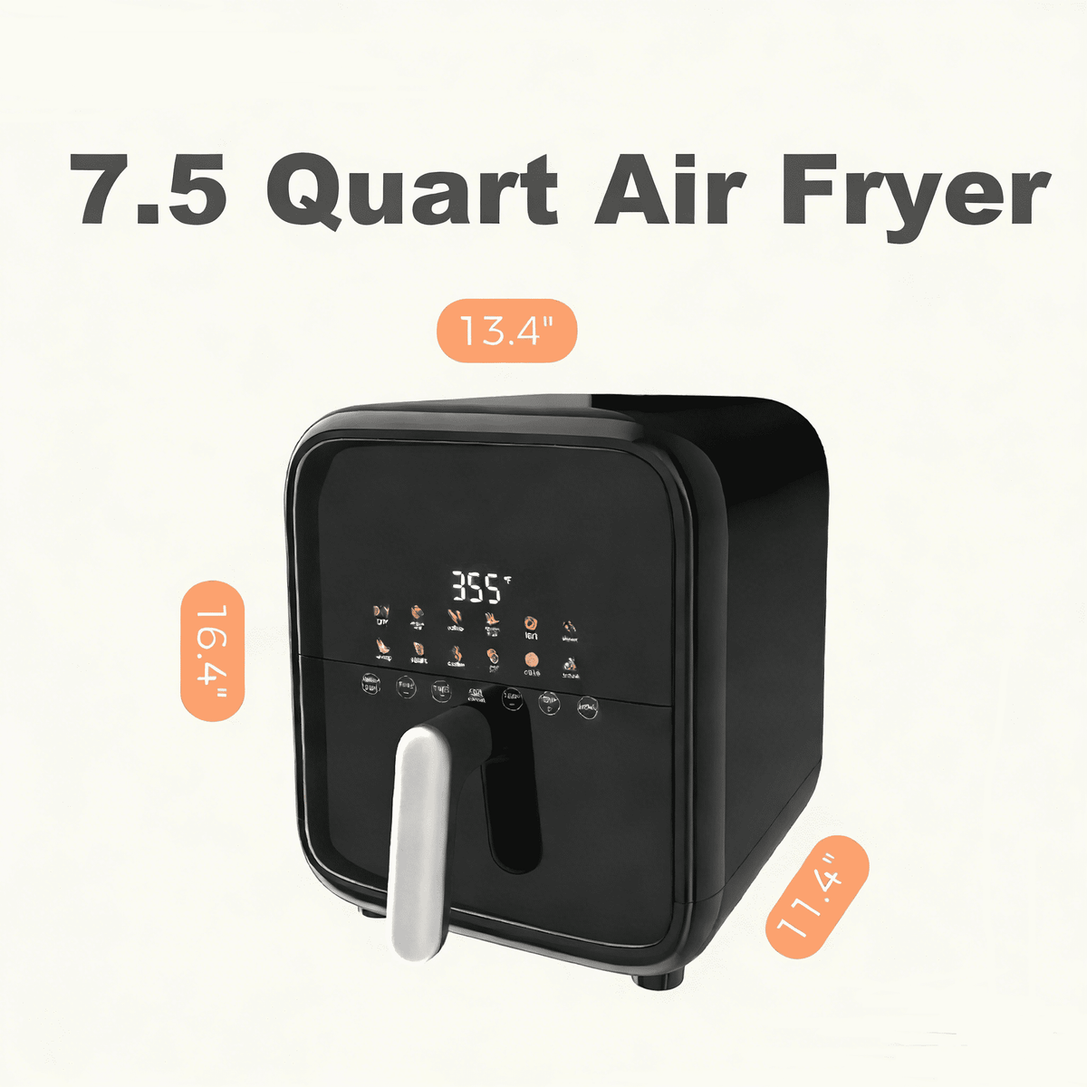Air Fryer, 6-Quart Smart Air Fryer, 12-in-1 Functions - Air Fry, Roast, Reheat, Dehydrate, Bake, Steam, and More, 400Â°F Max Temperature, Grey