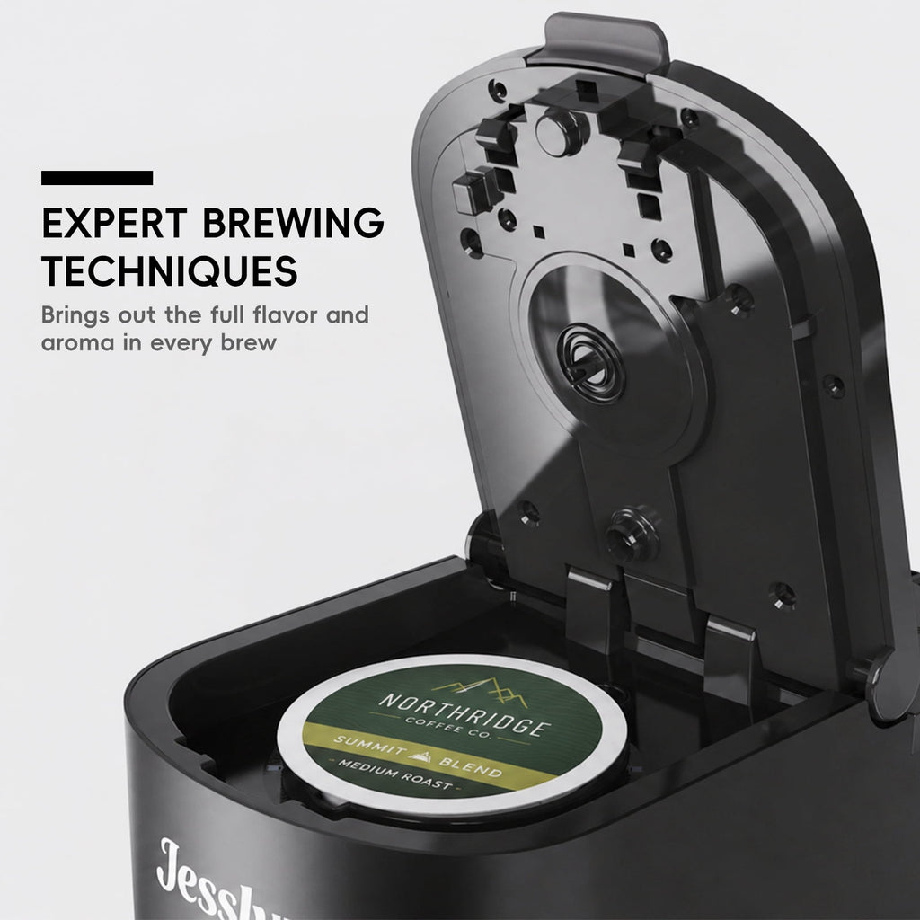Jesslyn Single Serve Coffee Maker Compatible with K Cup Capsules & Grounds, Black