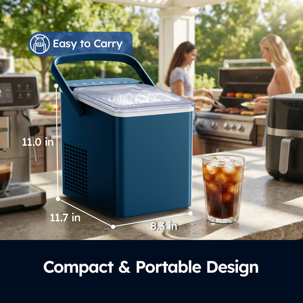 SIMZLIFE Portable Countertop Ice Maker, 26 Lbs/Day, 9 Bullet Ice Cubes in 6 Minutes, 2 Ice Sizes, Self-Cleaning Ice Machine, Black
