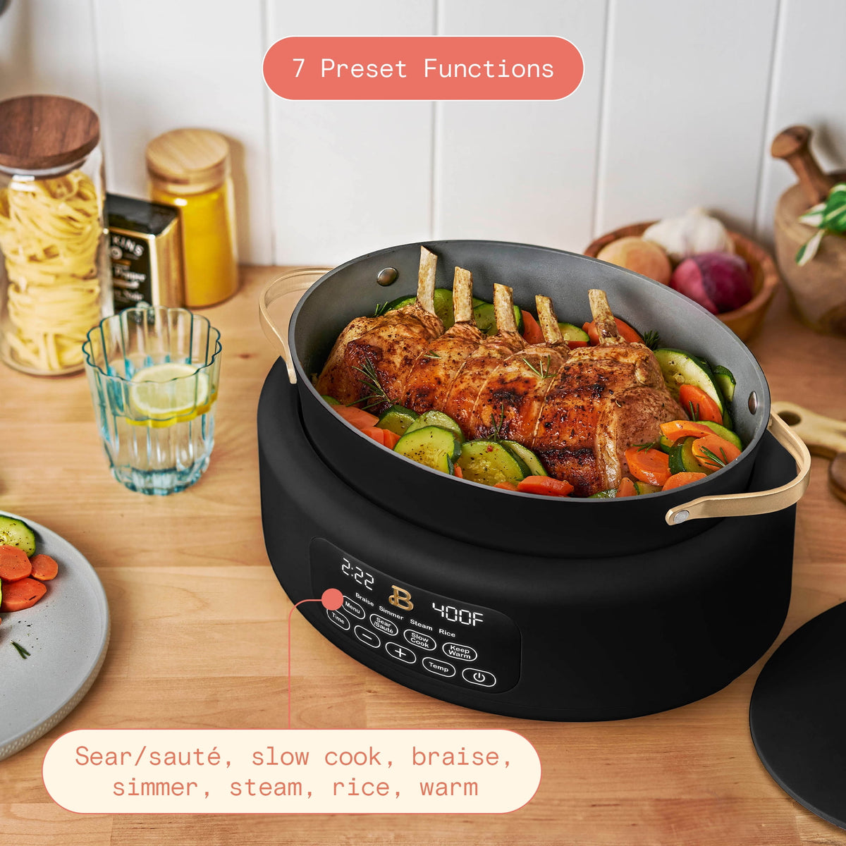 Beautiful 10 in 1, 6 Qt Electric Multi-Cooker, Thyme Green by Drew Barrymore