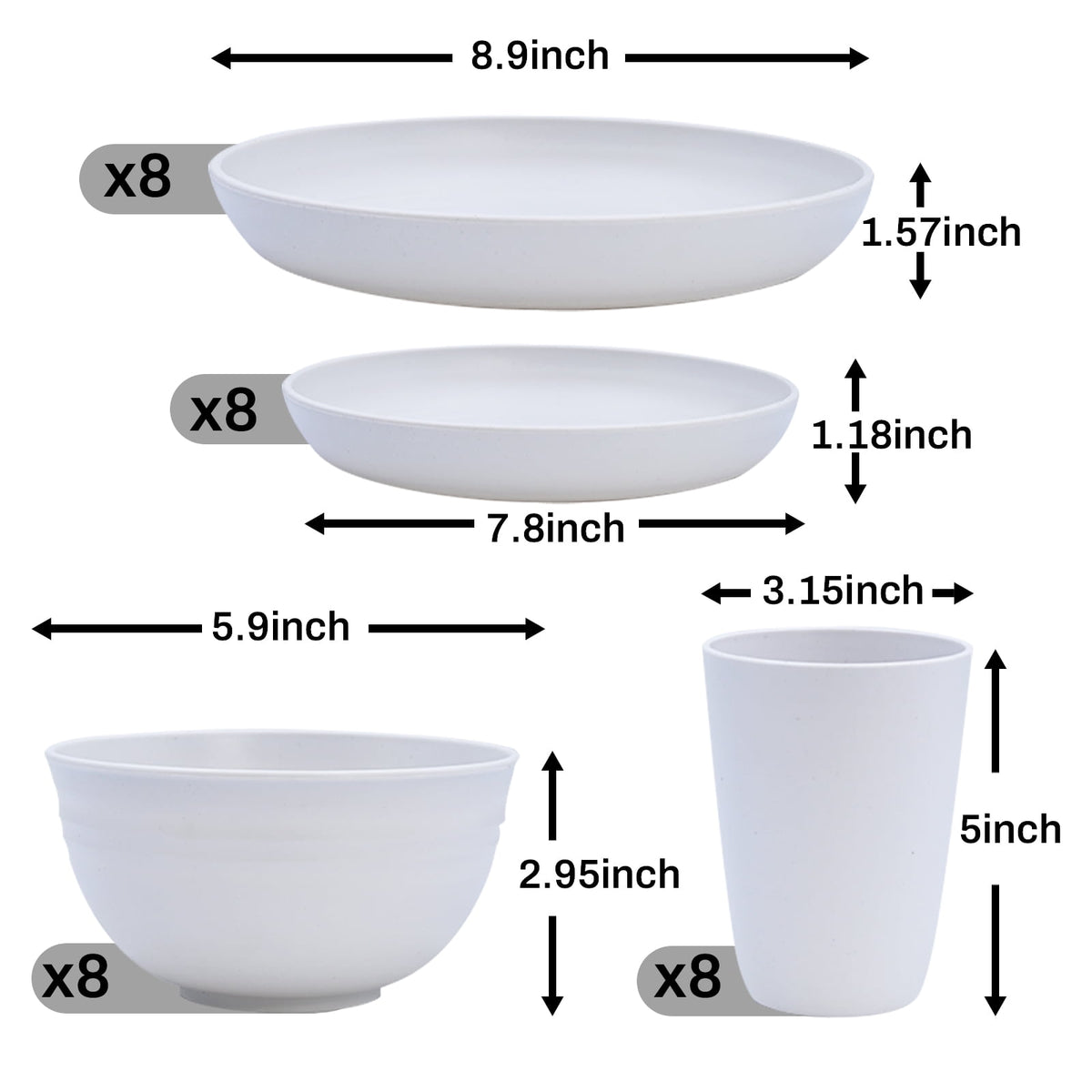 Soulgenix Wheat Straw Dinnerware Sets, 48 Pcs Unbreakable Dinnerware Sets for 4, Microwave Dishwasher Safe, Beige