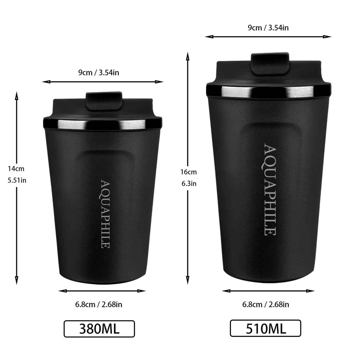 Aquaphile 17oz Coffee Mug to Go Stainless Steel Thermos Double Wall Insulated Coffee Cup Reusable Travel Mug with Leak proof Lid, White