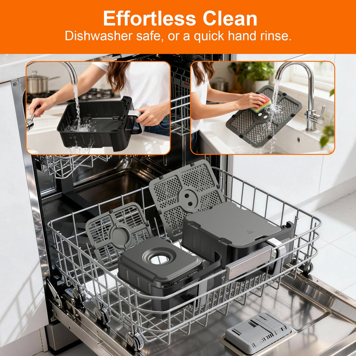 HoninJoy 13 QT Stack Double Basket Air Fryer, Space Saving Design, 10-in1 Air Fryer, Roast, Bake & More, Easy to Clean, Dishwasher Safe Parts