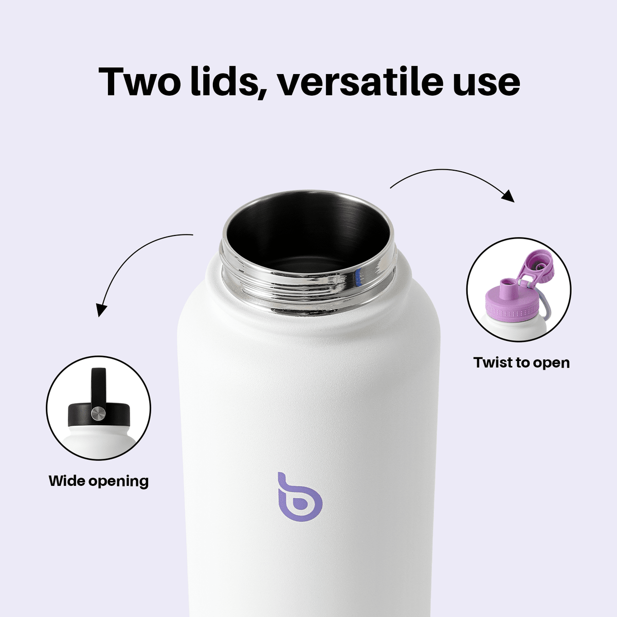 BOTTLE BOTTLE 32 oz Insulated Water Bottle Stainless Steel Water Bottle with Two Lids and Handle Double Walled BPA-Free Keeps Drinks Cold for 12 Hours and Hot for 24 Hours (ButterLatte)