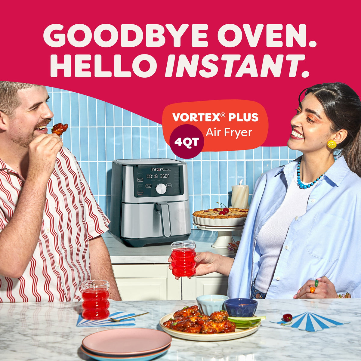 Instant Pot® 4Qt Vortex® Plus 6-in-1 Mini Air Fryer, Air Fry, Crisps, Broils, Roasts, Dehydrates, Bakes, Reheats, Stainless Steel, 4 Quarts
