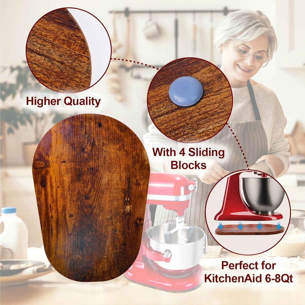 PQPO Wooden Sliding Mat for Kitchen Attachments, Tabletop Sliders, and Blender