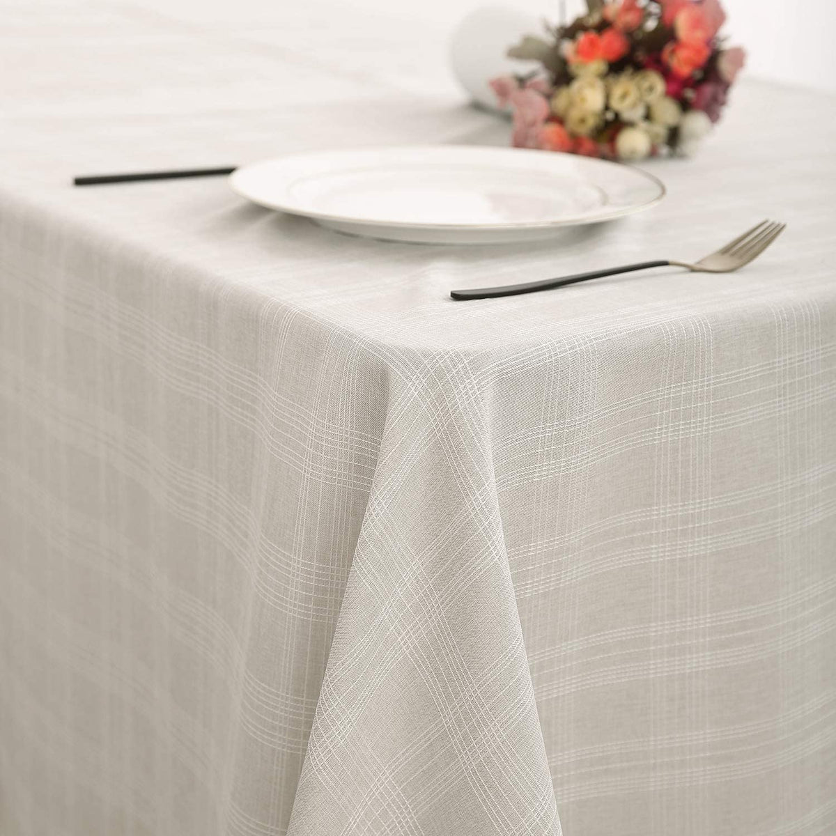 Deconovo Square Tablecloth with Waterproof Finish, Easy-Clean Polyester Table Cover, 54 x 54 Inch, Dark Gray