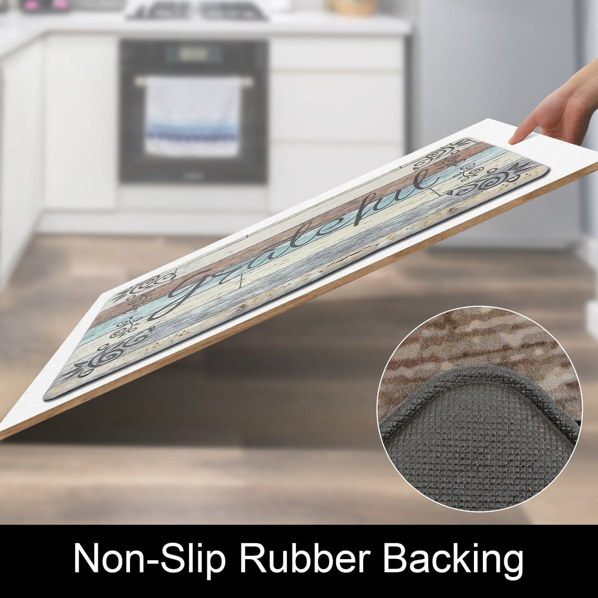 Findosom 2pcs Kitchen Rug Set, 18"x30"+18"x47" Non-slip Anti-Fatigue Kitchen Mats Farmhouse Waterproof Kitchen Runner,Ergonomic Comfort Cushioned Standing Mat for Floor,Home,Office,Sink,Laundry Blue