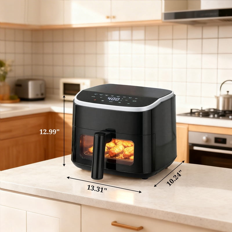 Simenmax Air Fryer, 6-Quart with Viewing Window, 12-in-1 Functions - Air Fry, Roast, Reheat, Dehydrate, Bake, Steam, and More, 400°F Max Temperature, Gray
