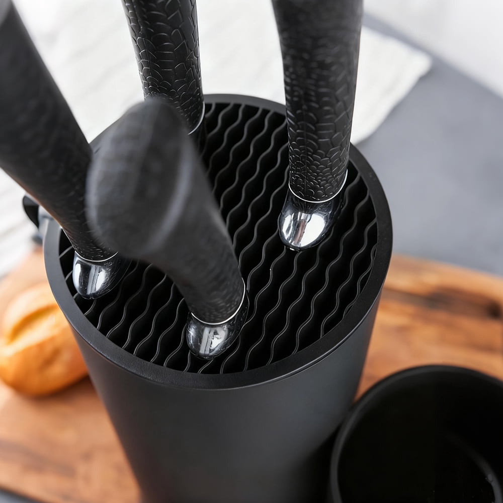 MYVIT Kitchen Knife Holder without Knives Round Empty Knife Block Holder for Countertop Storage Organizer,Black