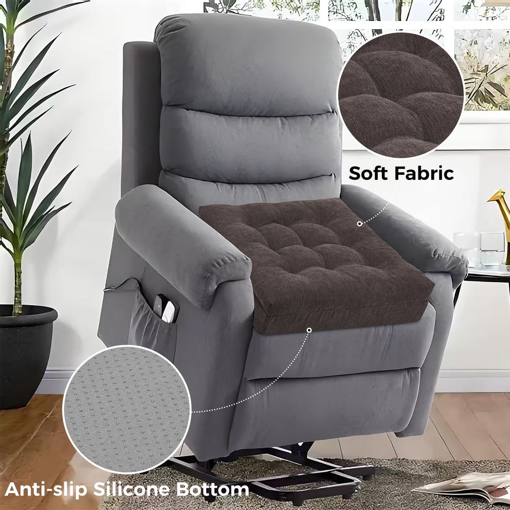 baibu Recliner Cushion 20-Inch Extra Large Seat Cushion Tufted Memory Foam Dual-layer Design Chair Cushion for Recliner Armchair Couch, Brown