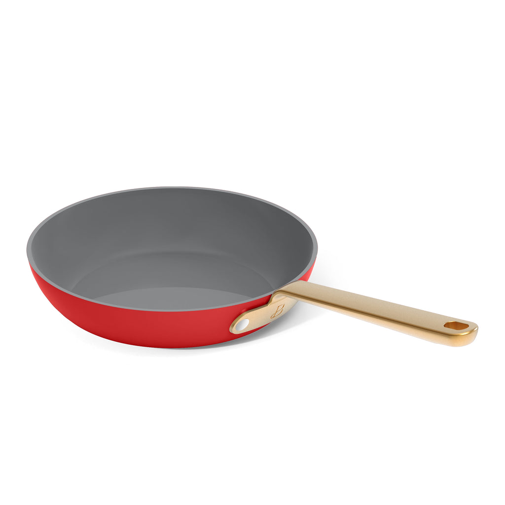 Beautiful 12-Piece Cookware Set, Pots and Pans with Strainer Lids and EverGood Ceramic Nonstick Coating, White Icing by Drew Barrymore