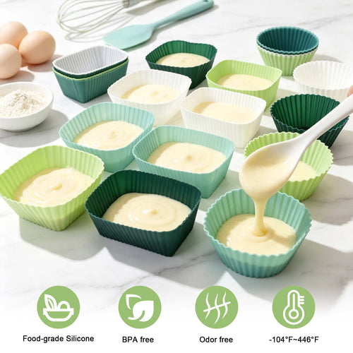 24PCS Silicone Baking Cups Muffin Liners Cupcake Holders Reusable Non-Stick for Oven Microwave Dishwasher