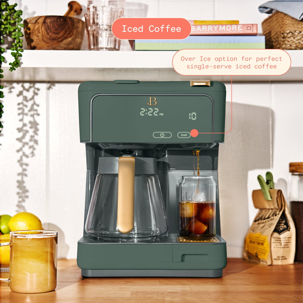 Beautiful by Drew Barrymore Multi-Brew 12-Cup Programmable Drip & Single-Serve Coffee Maker, White Icing
