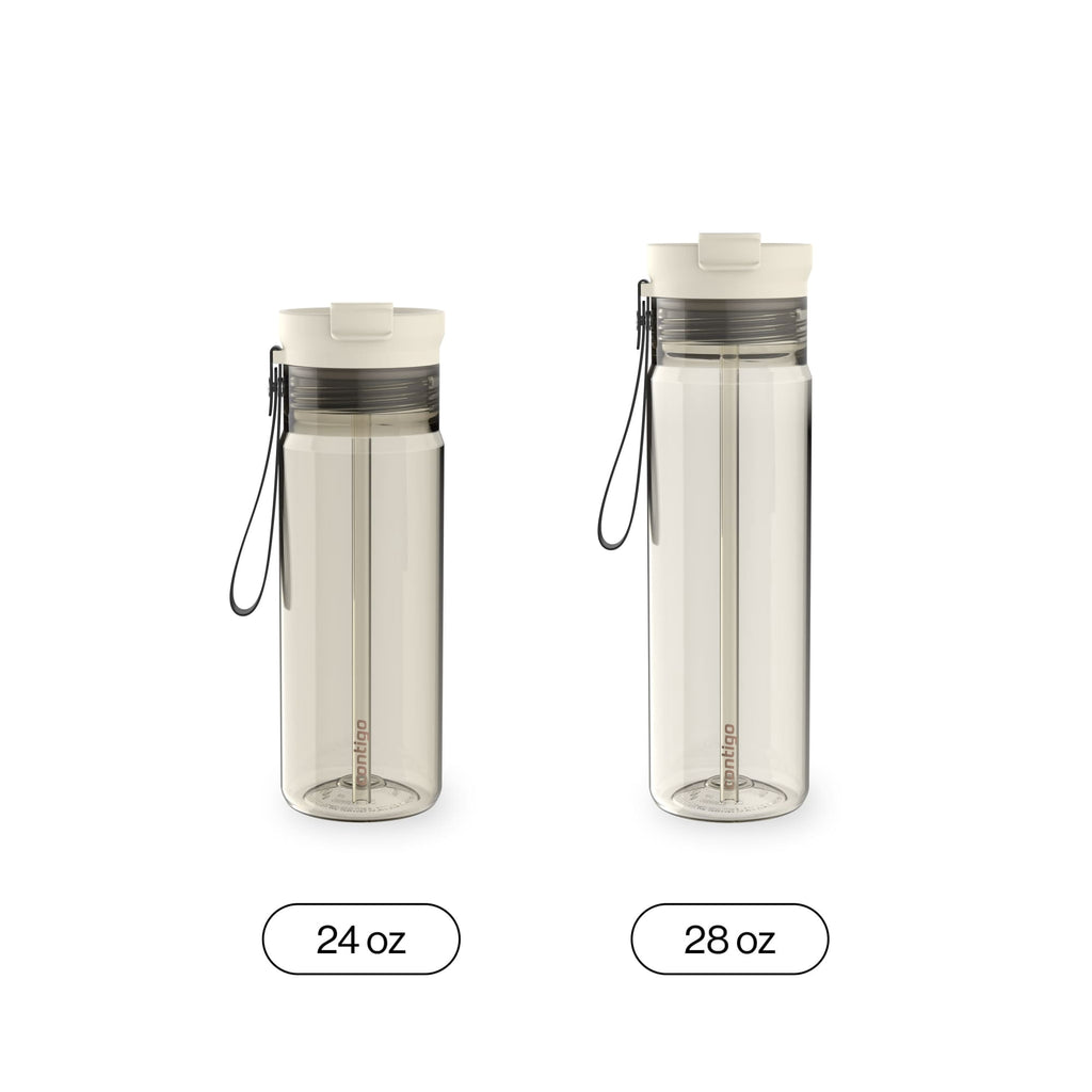 Contigo 28oz DualSip Plastic Water Bottle with Built-In Straw and Drink Opening, Licorice Black/Clear