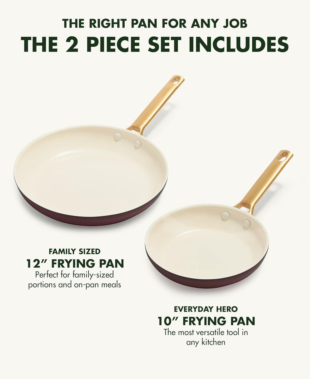 GreenPan Reserve Ceramic Nonstick 10" and 12" Frypan Set | Burgundy