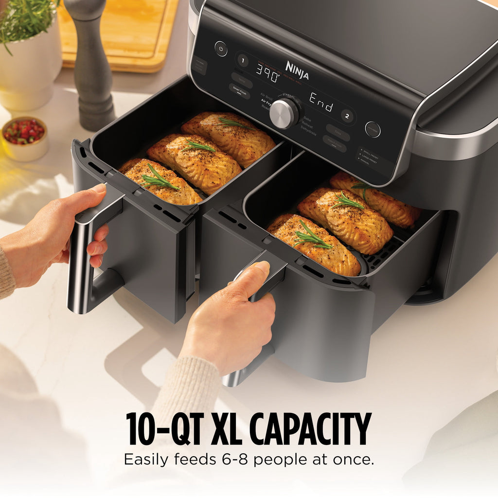 Ninja Foodi Air Fryer 10-Qt, 2 DualZone Baskets, 4-in-1, Smart Finish, Cook 2 Foods at Once, DZ950
