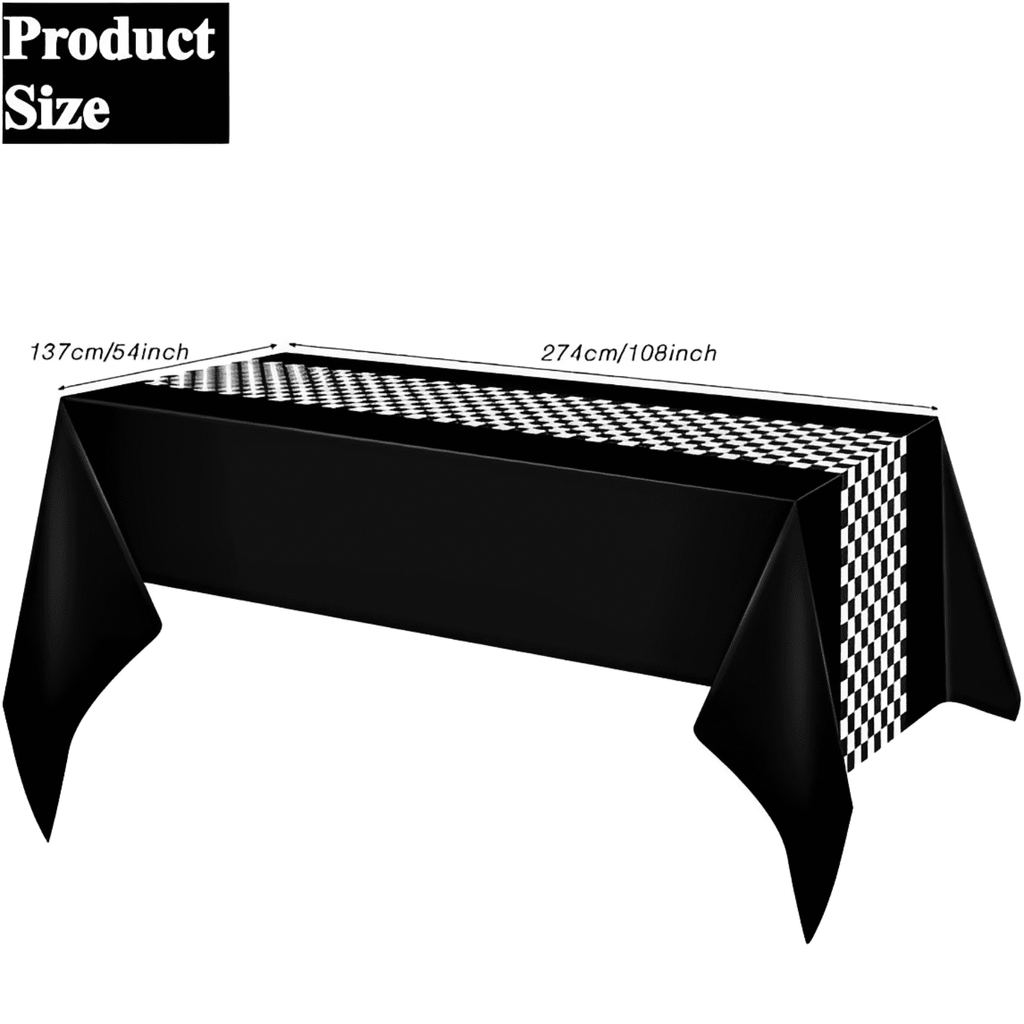 3 Sheets 54x108 Inch Black/Red Racetrack Table Covers - Car Birthday Party Supplies for Boys Racing Theme Favors
