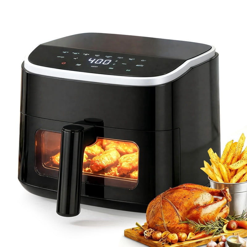 Simenmax Air Fryer, 6-Quart with Viewing Window, 12-in-1 Functions - Air Fry, Roast, Reheat, Dehydrate, Bake, Steam, and More, 400°F Max Temperature, Gray