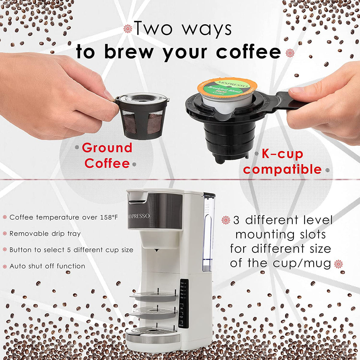 Mixpresso Single Serve Coffee Brewer, White