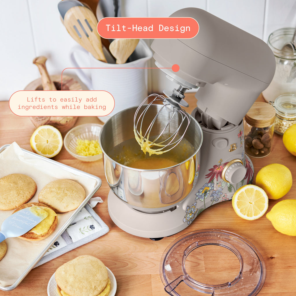 Beautiful 3.5 Qt Stand Mixer with Flat Beater, Dough Hook, Balloon Whisk, Chocolate by Drew Barrymore