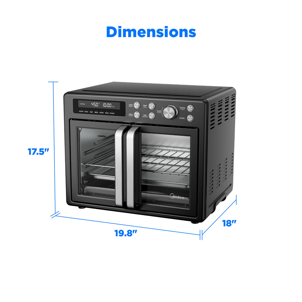 Midea Flexify French Door 1750W 26.4 Qt Black Toaster Oven