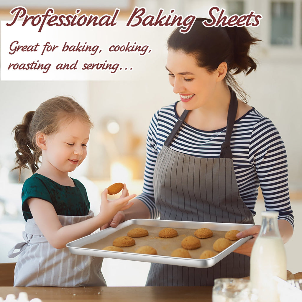 Vesteel 20" x 14" x 1" Extra Large Baking Sheet Set of 2, Heavy Duty Stainless Steel Cookie Sheet Baking Pan for Oven, Non-Stick & Dishwasher Safe