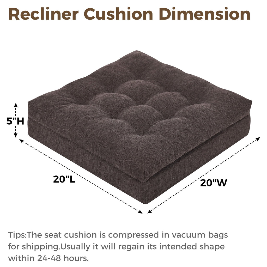 baibu Recliner Cushion 20-Inch Extra Large Seat Cushion Tufted Memory Foam Dual-layer Design Chair Cushion for Recliner Armchair Couch, Brown