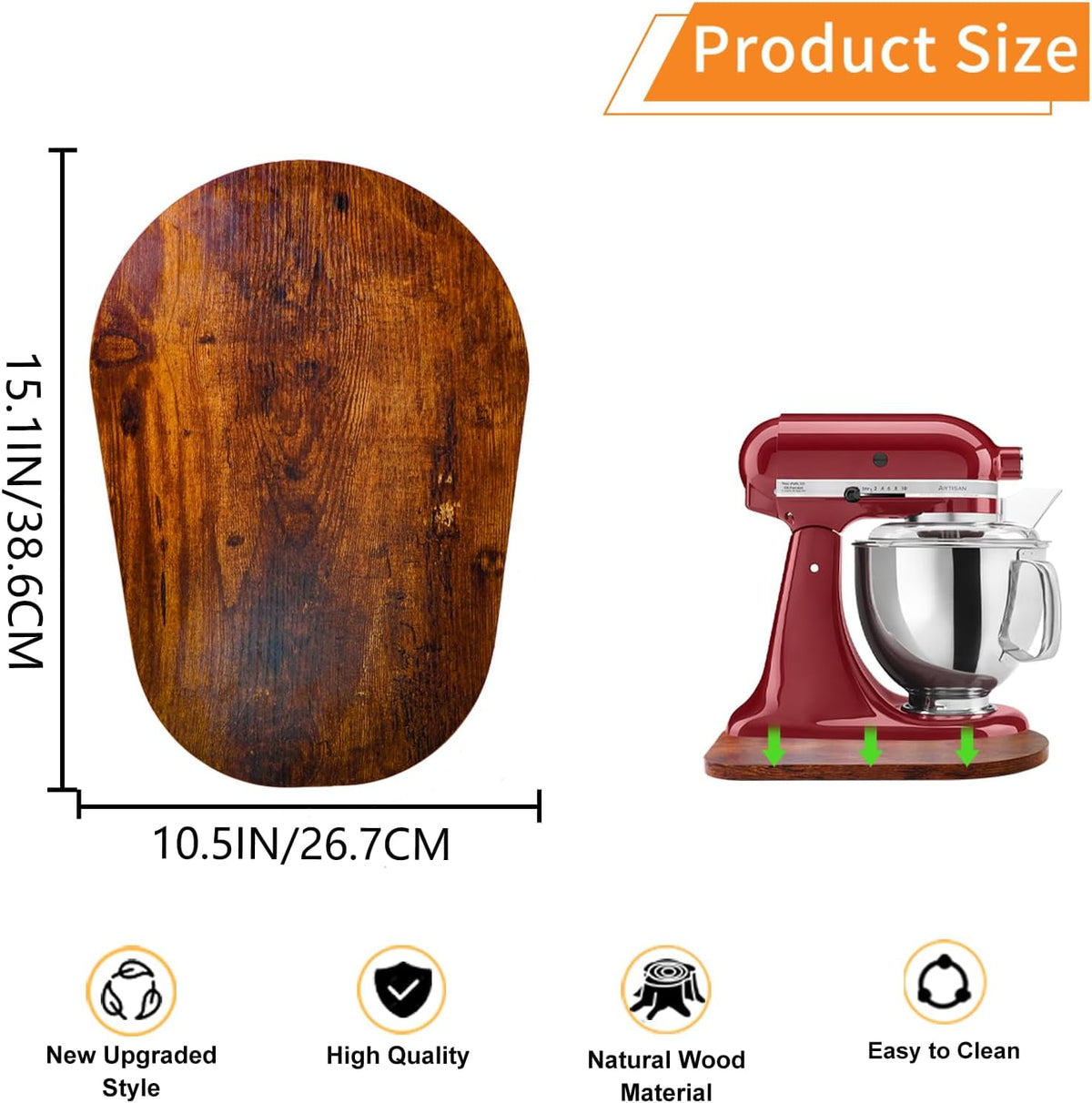 PQPO Wooden Sliding Mat for Kitchen Attachments, Tabletop Sliders, and Blender