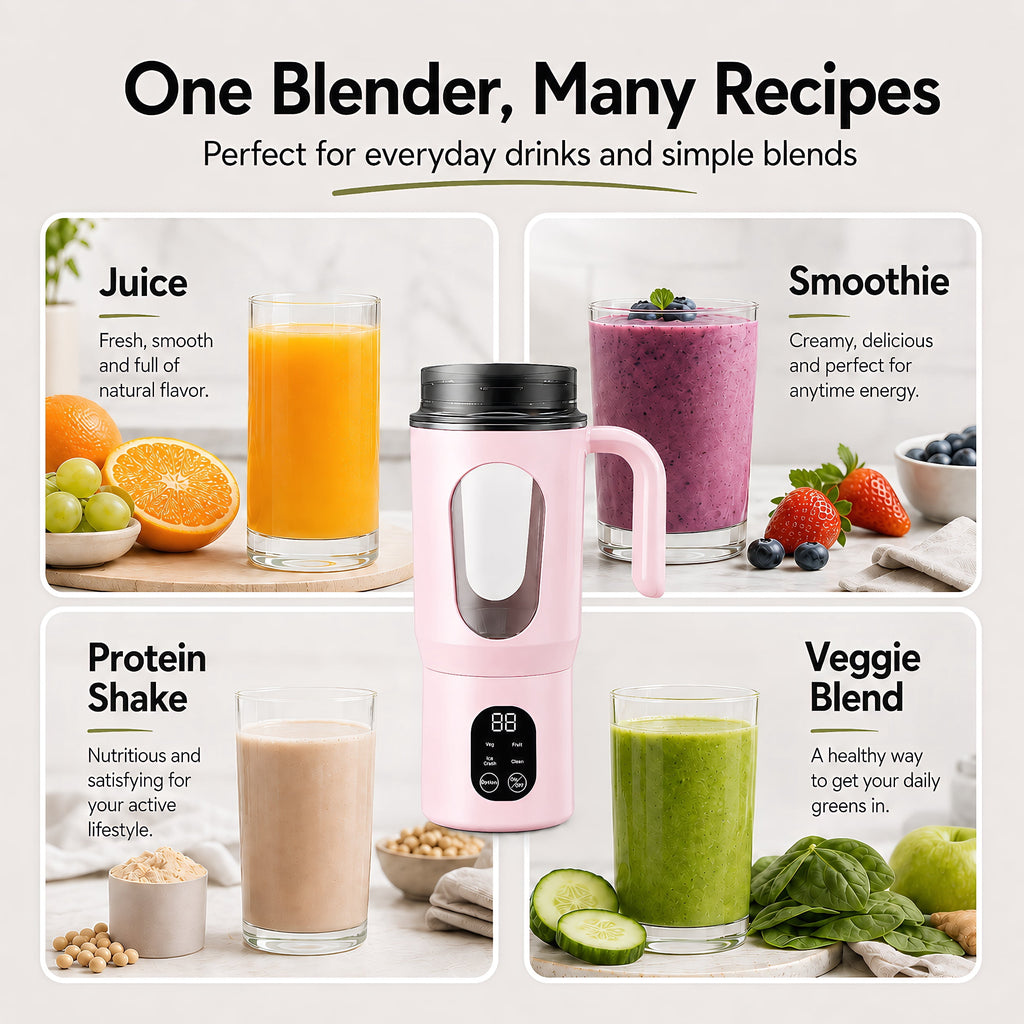 STARBIAO Portable Blender 19.6 oz Personal Juicer Cup, USB-C Rechargeable Mini Blender for Shakes & Smoothies, 12-Blade Stainless Steel, 4 Modes, Digital Display, Self-Cleaning, Beige