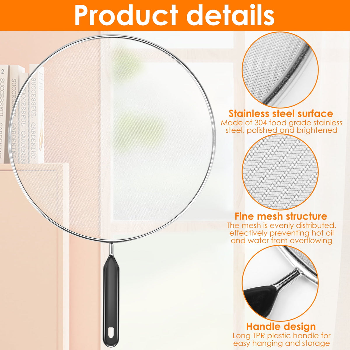 Ihvewuo 3 Pack Stainless Steel Mesh Splatter Screen for Cooking Frying Pan Splash-Proof Oil Splatter Guard 9.8 in+11.4 in+13 in