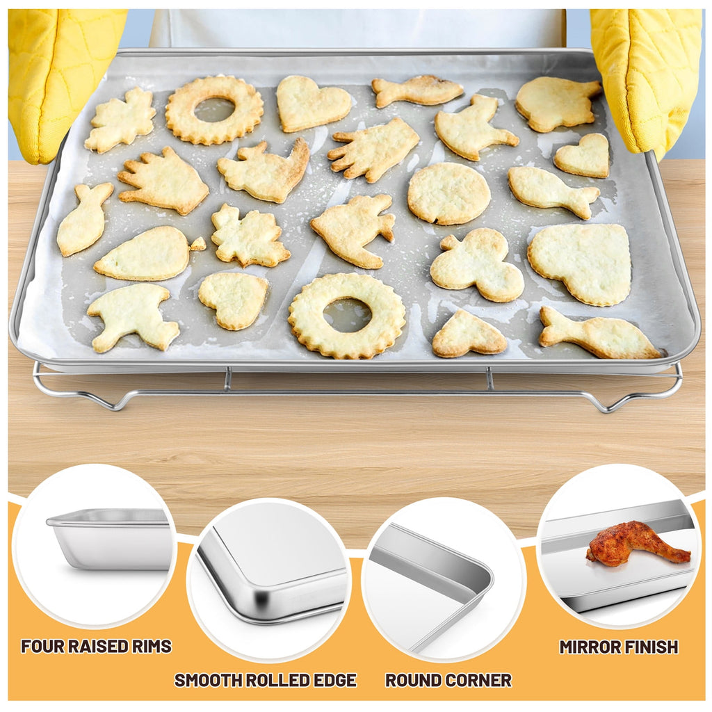 Vesteel 20" x 14" x 1" Extra Large Baking Sheet Set of 2, Heavy Duty Stainless Steel Cookie Sheet Baking Pan for Oven, Non-Stick & Dishwasher Safe