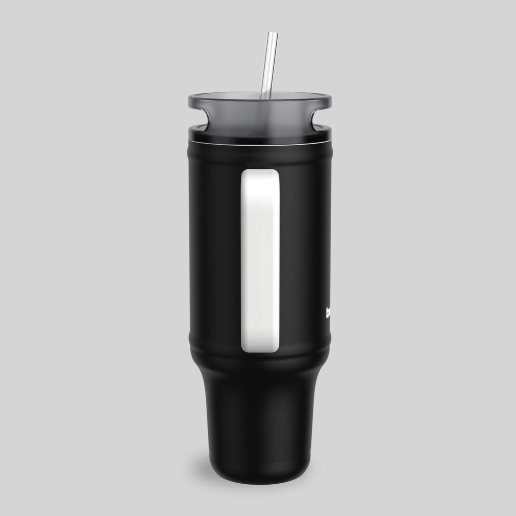 Bubba 40oz AutoClose Insulated Stainless Steel Tumbler with Straw and Handle, Office Siren Black